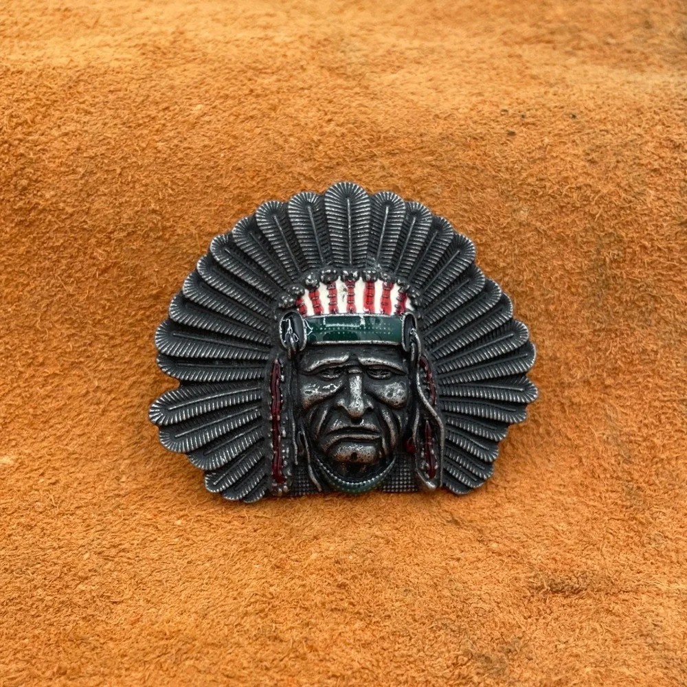 Native American Chief Headdress Belt Buckle